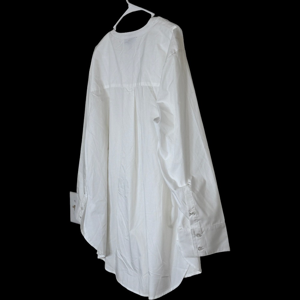 Roaman's White Pintuck Split Neck Tunic Blouse Plus Size 24W Long Sleeve - Picture 4 of 11
